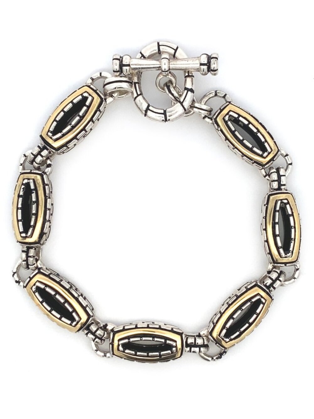Vintage Sterling Silver and 18ky Gold John Atencio Capture Toggle Bracelet